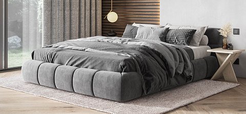 Босс Дрим Кровать+ПМ 160*200 велюр Монолит серый 2