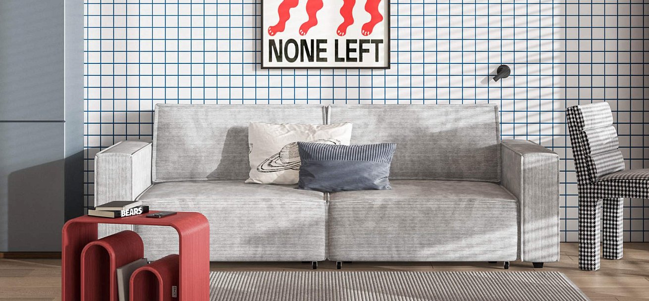 Диван Босс Софт Модуль Вельвет Корд серый