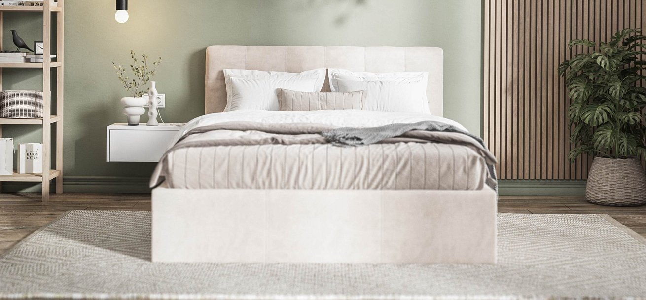 Белла Кровать без ПМ 140*200 велюр Монолит латте