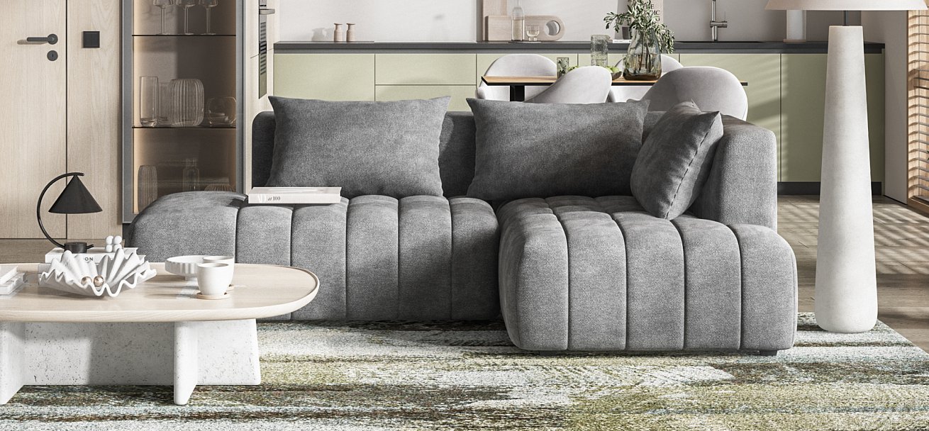 Угловой диван правый Босс Твин Шенилл Клауд графит