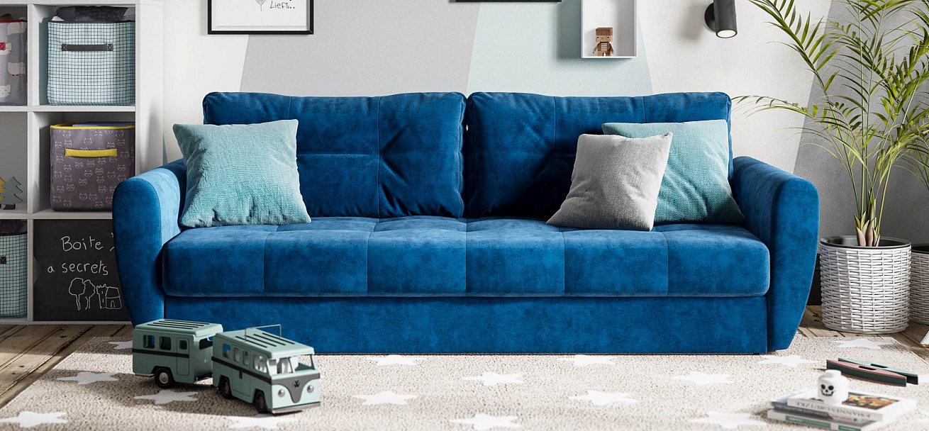 Диван Престон велюр Монолит синий
