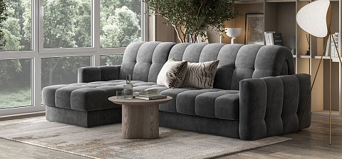 Угловой диван Босс Слип 160 велюр Монолит серый 2