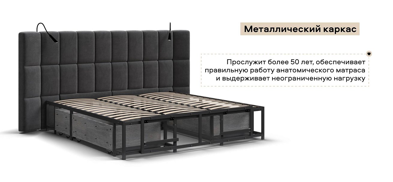 Босс ХО Кровать 180*200 велюр Монолит серый