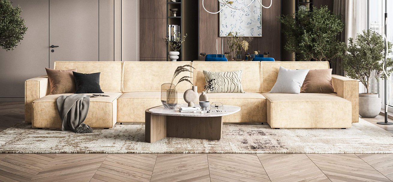 П-образный диван Босс Софт Модуль велюр Роял шампань