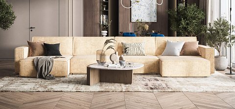 П-образный диван Босс Софт Модуль велюр Роял шампань 2