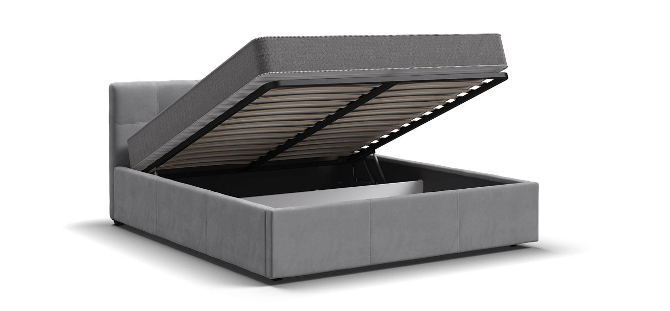 Белла Кровать+ПМ 160*200 велюр Монолит сталь