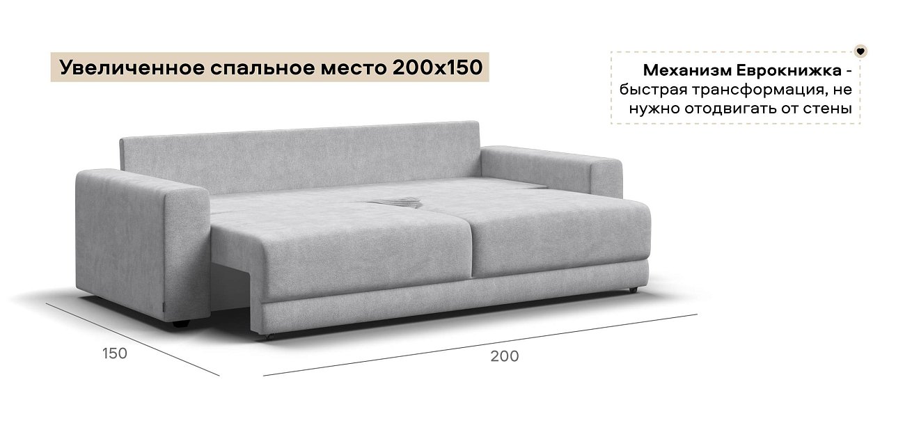 Диван Босс Прайм Шенилл Клауд серый