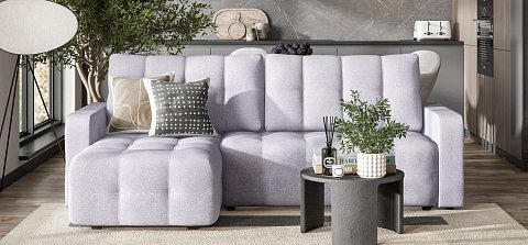 Угловой диван Денди Рогожка Мальмо платина 2