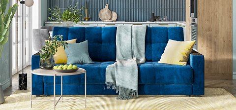 Диван Босс велюр Монолит синий 2