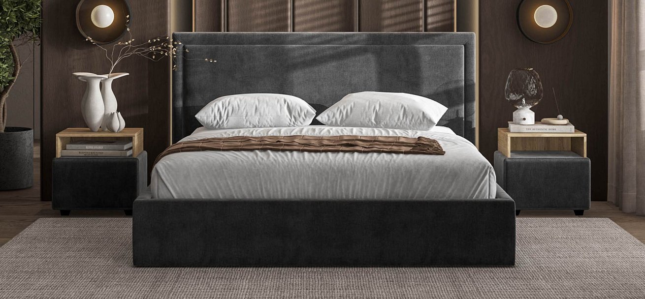 Фрея Кровать без ПМ 160*200 велюр Монолит серый