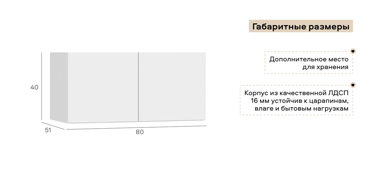 Антресоль 80 2Д Белый