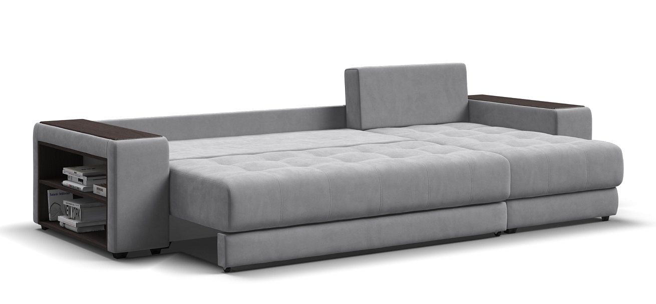 Угловой диван Дубай велюр Монолит сталь, велюр Монолит серый