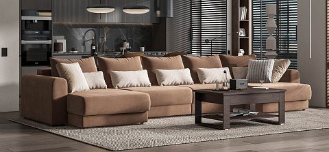 Модульный п-образный диван Ричмонд Модуль велюр Монолит мокко 2