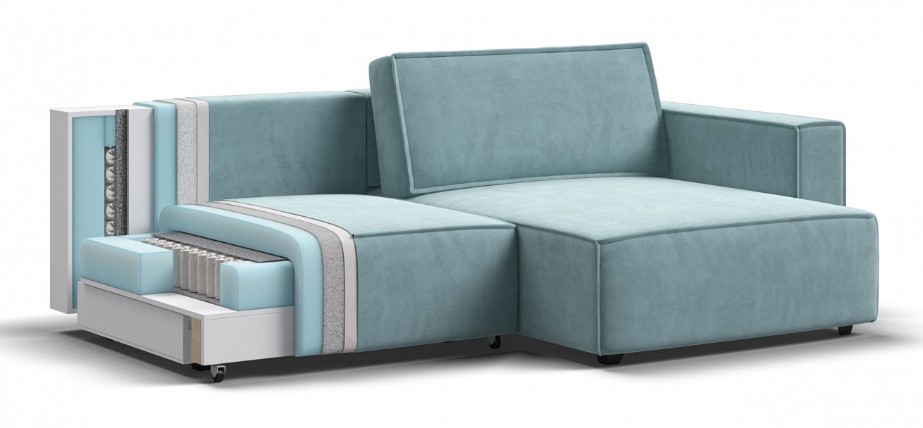 Угловой диван Босс Софт Модуль велюр Монолит аква