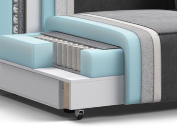 Высокоэластичная пена быстро восстанавливает форму, а слой PERIOTEK придаёт пышность и упругость