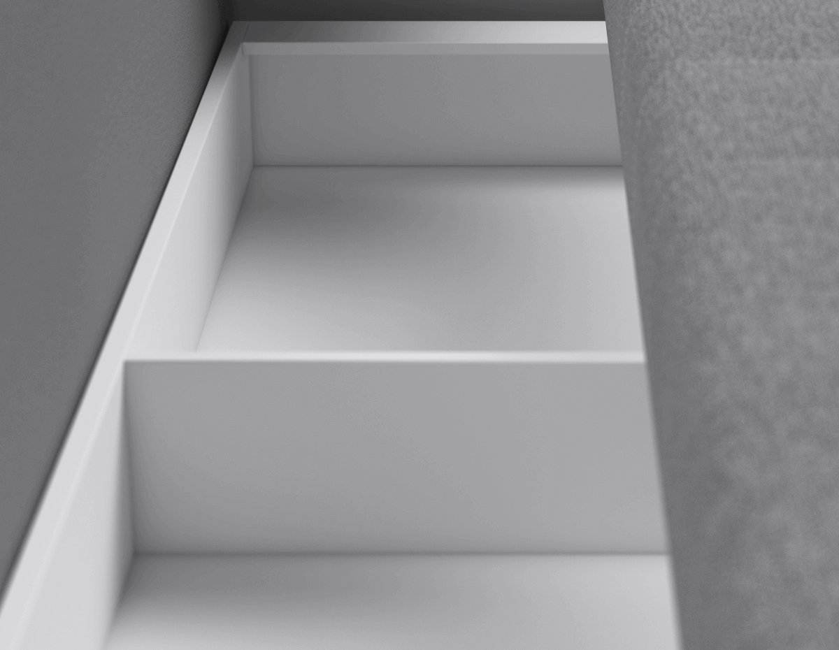 Бельевой короб под посадочной частью разделен на 2 отсека - удобное и безопасное хранение.