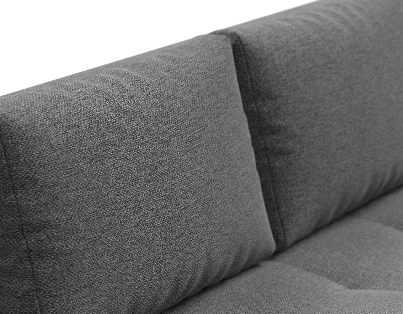 Мягкие набивные подушки в сочетании холлофайбера и дробленой пены поддерживают спину в комфортном положении