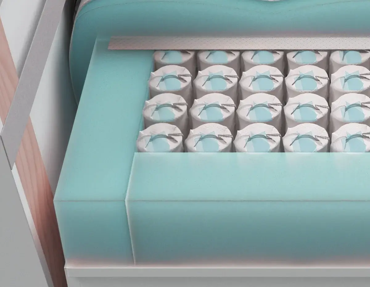 Усиленный блок независимых пружин Эрго + слой Периотек придают объём и упругость.