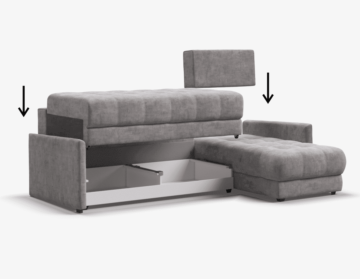 BOSS EASY – сборка дивана за 1 минуту без инструментов. Универсальный угол - положение угла клиент определяет при сборке.