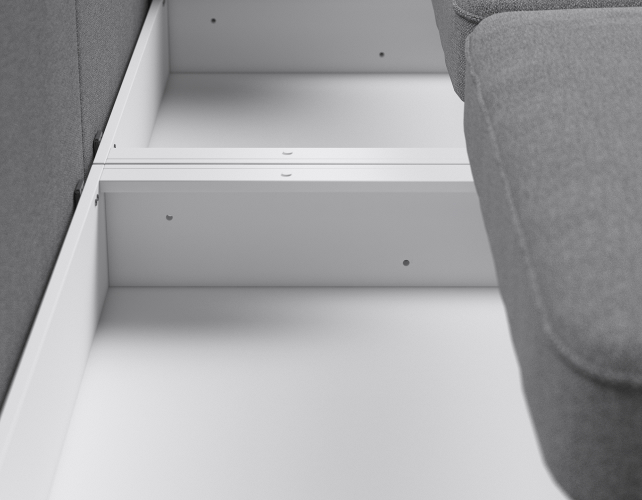 Вместительный бельевой короб под посадочной частью на 96 л.- удобное и безопасное хранение постельного белья