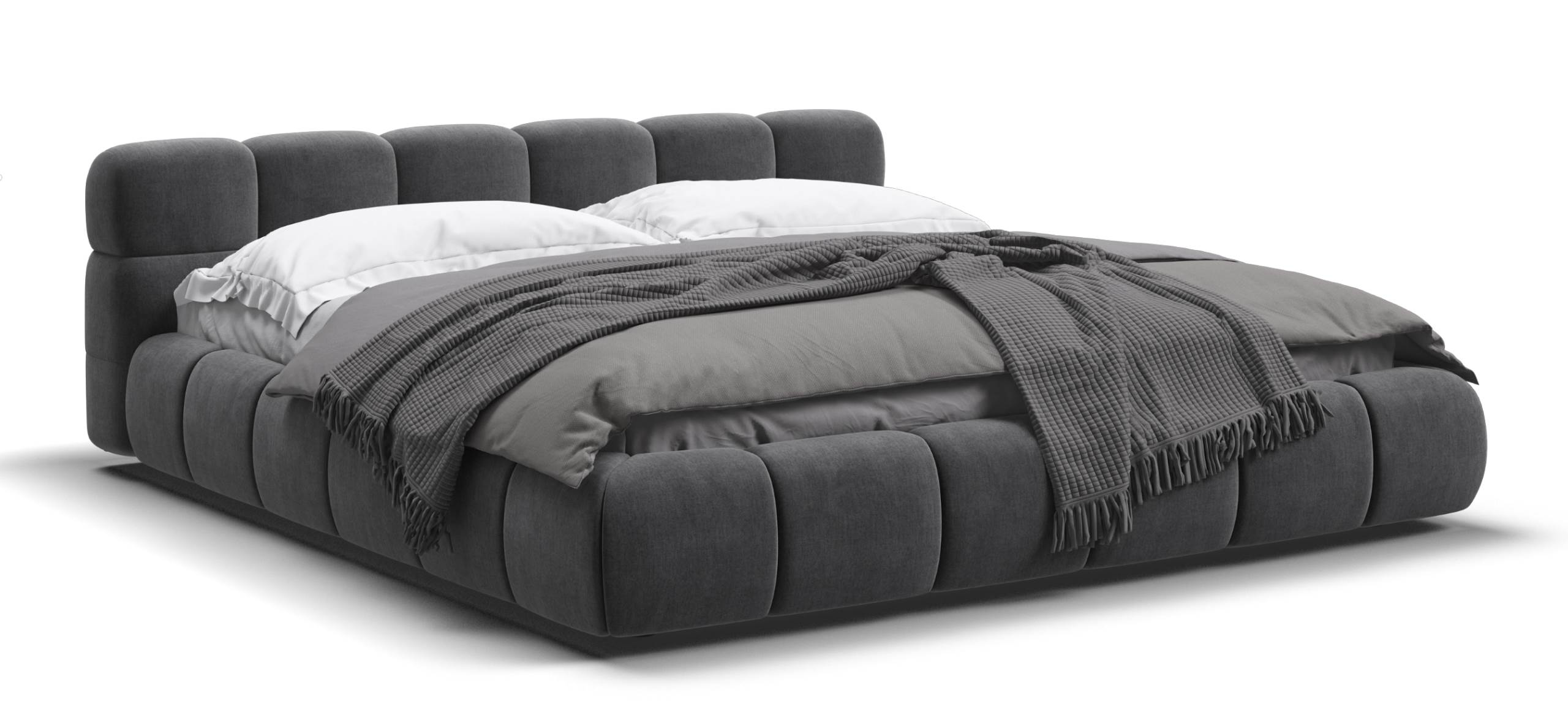 Босс Дрим Кровать+ПМ 180*200 велюр Монолит серый