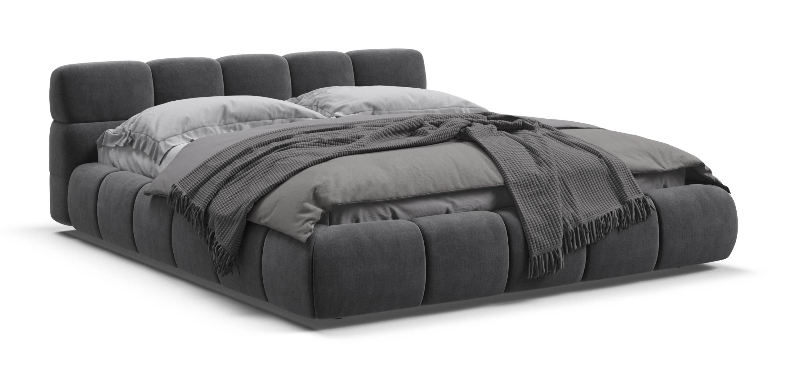 Босс Дрим Кровать+ПМ 160*200 велюр Монолит серый