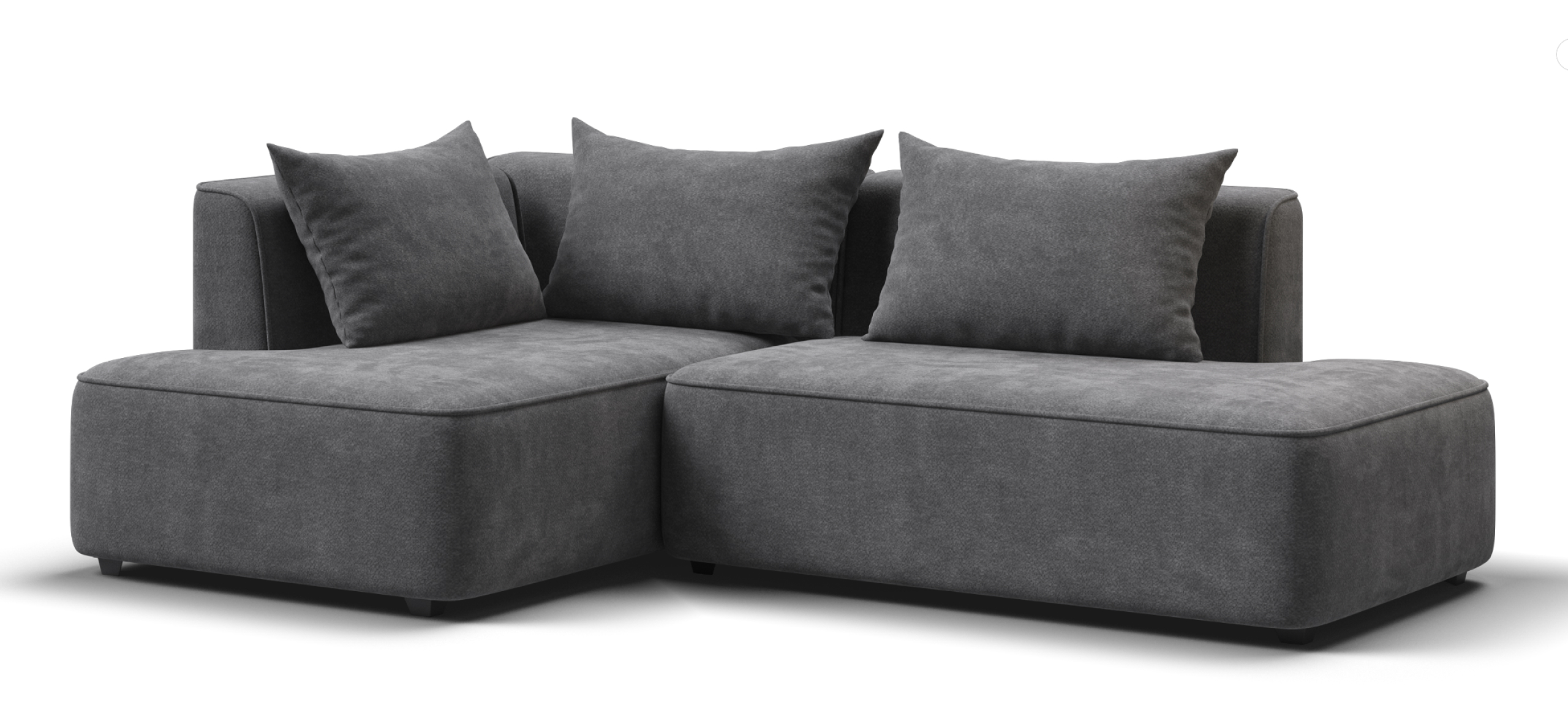 Угловой диван левый Кинг Твин Шенилл Клауд графит