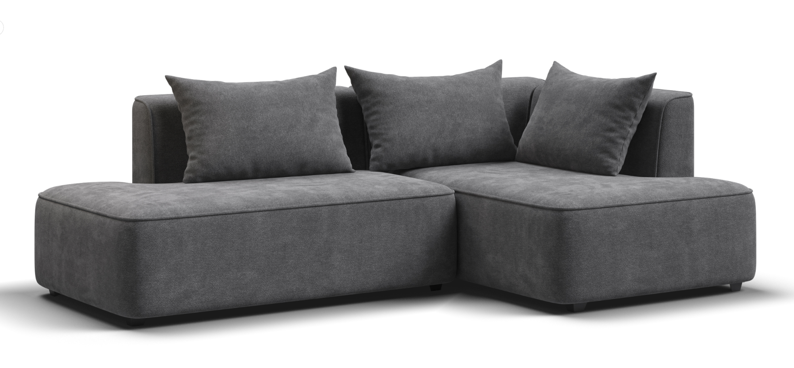 Угловой диван правый Кинг Твин Шенилл Клауд графит